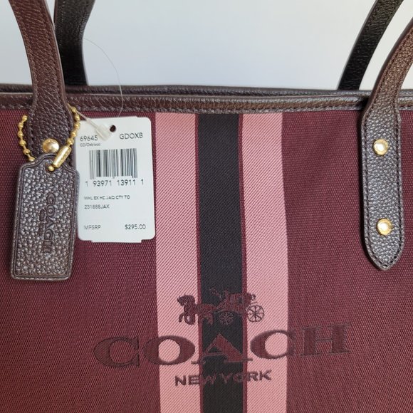COACH Horse & Carriage Jacquard Fabric City Tote- Oxblood color ⭐ - Picture 16 of 16